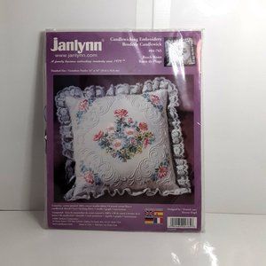 Janlyn Candlewicking Embroidery Beach Roses #04-765 14" x 14" Made in USA 2001